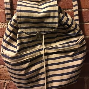 Nautical stripped canvas backpack