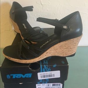 Teva Riviera wedge black sandal.