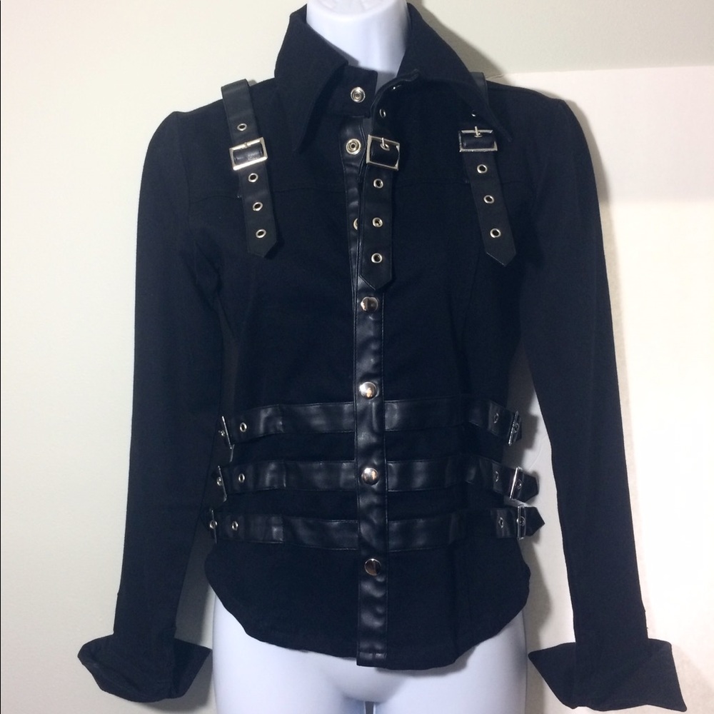 *FINAL PRICE* Black Pleather Detail Jacket Size S
