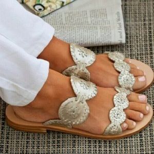 Jack Rogers Lauren Sandal Size 10 Platinum