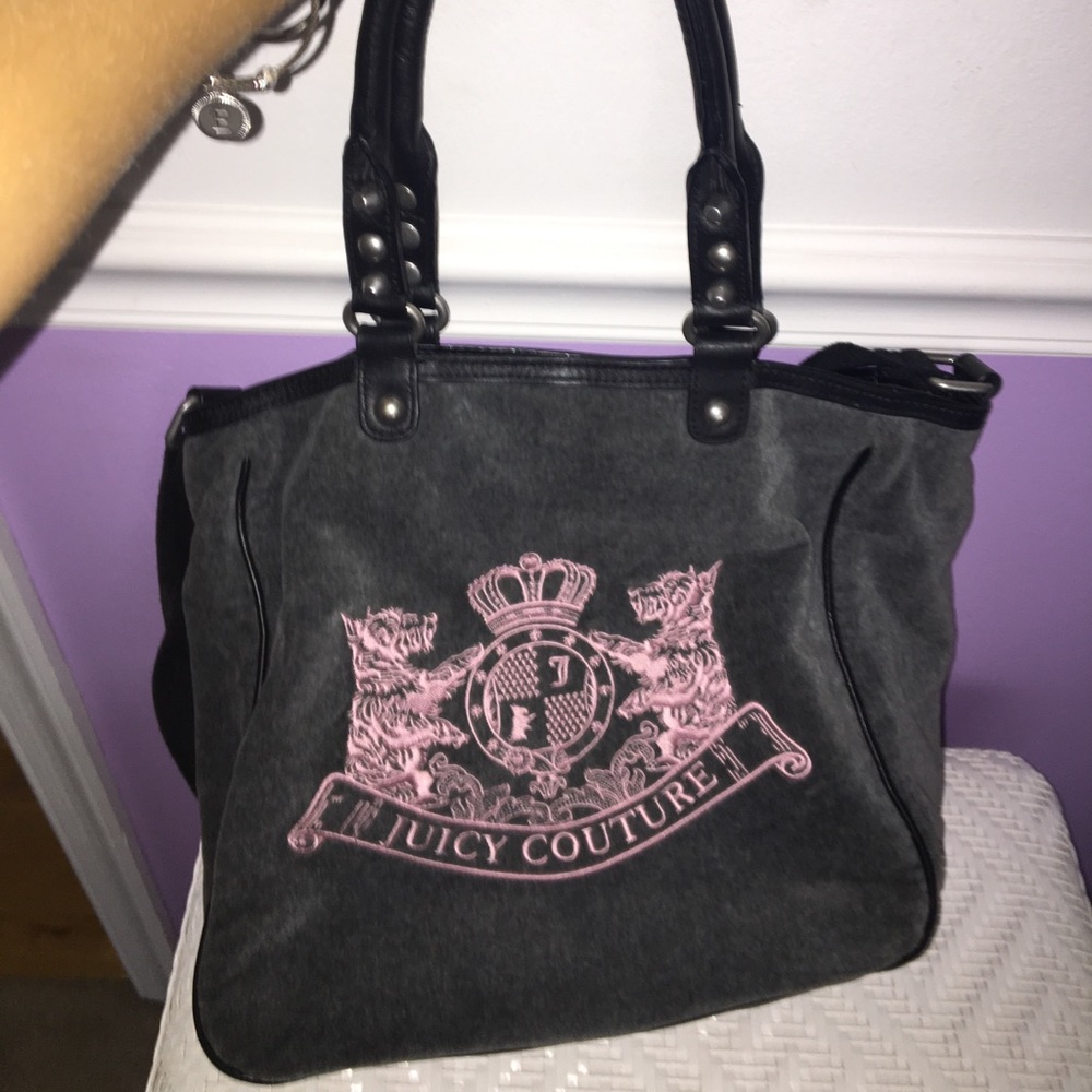Juicy Couture Velour Grey Handbag/Shoulder Bag