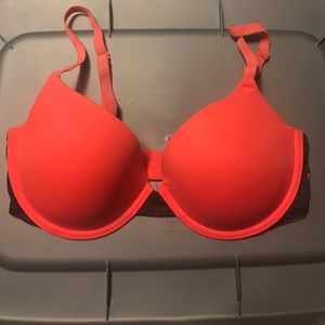 Orange lightly lined PINK bra.