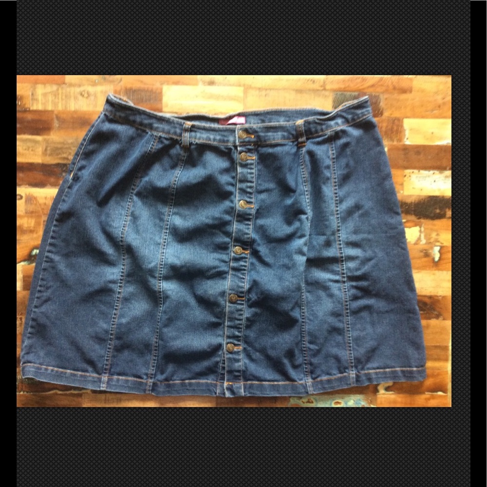 Woman Within Jean Button Up Skirt Sz 26W