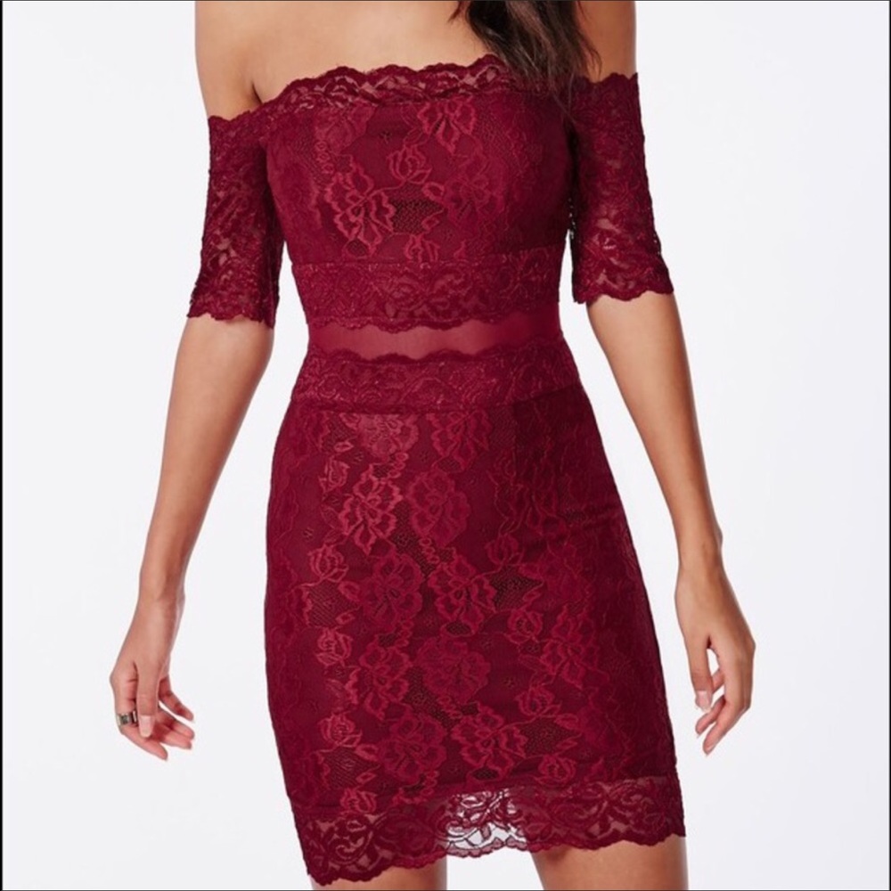 Kate Lace Bardot midi dress