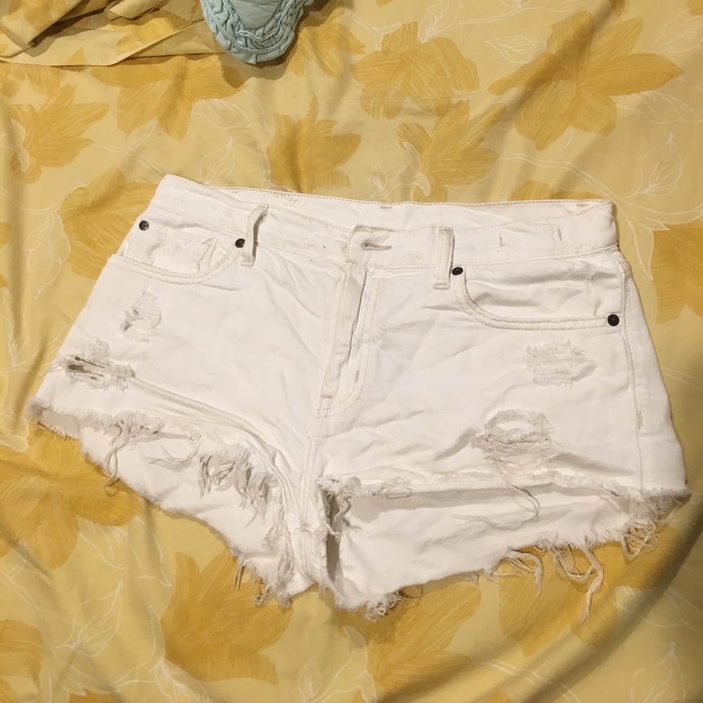 Ralph Lauren white boyfriend cut-off shorts