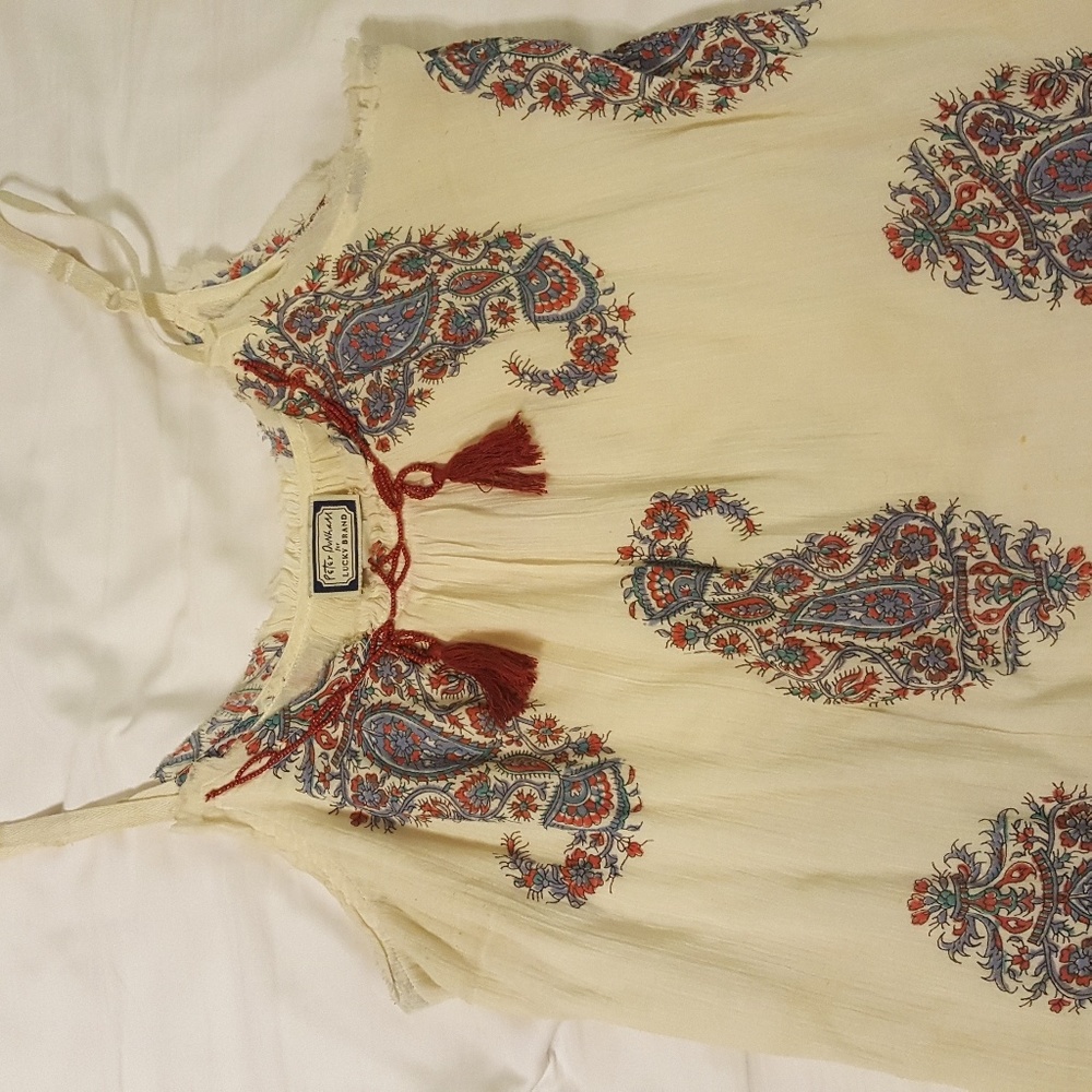 Lucky brand beaded tassled tank