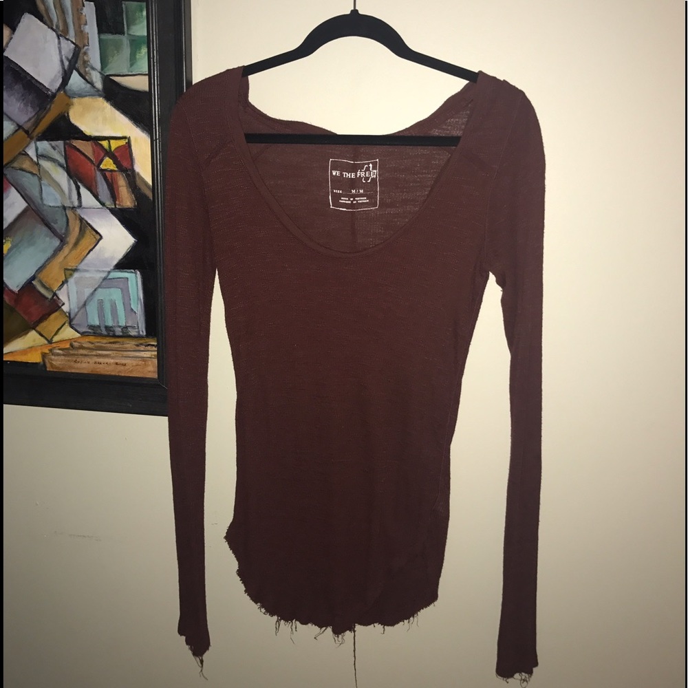 we are the free - maroon long sleeve tee