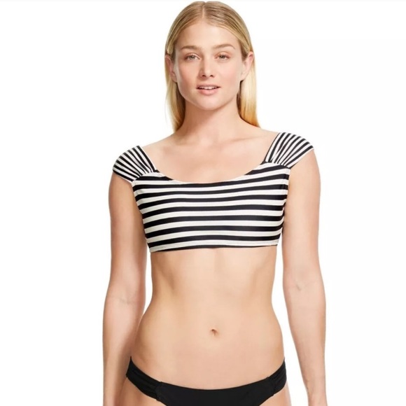 Xhilaration Other - Black & White Striped Cropped Tankini Swim Top