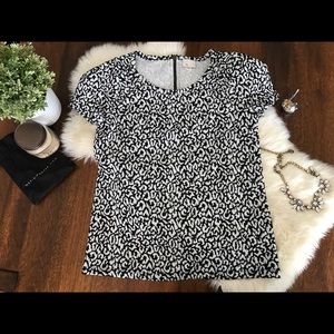 [Anthropologie] black & white animal print top