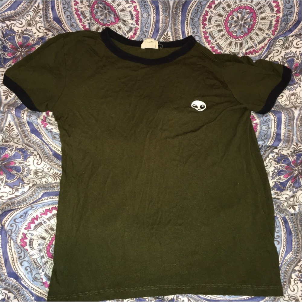 LA Hearts Olive green alien shirt