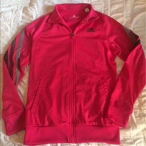 Adidas Pink Striped Workout Jacket