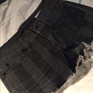 Black American flag Jean shorts.