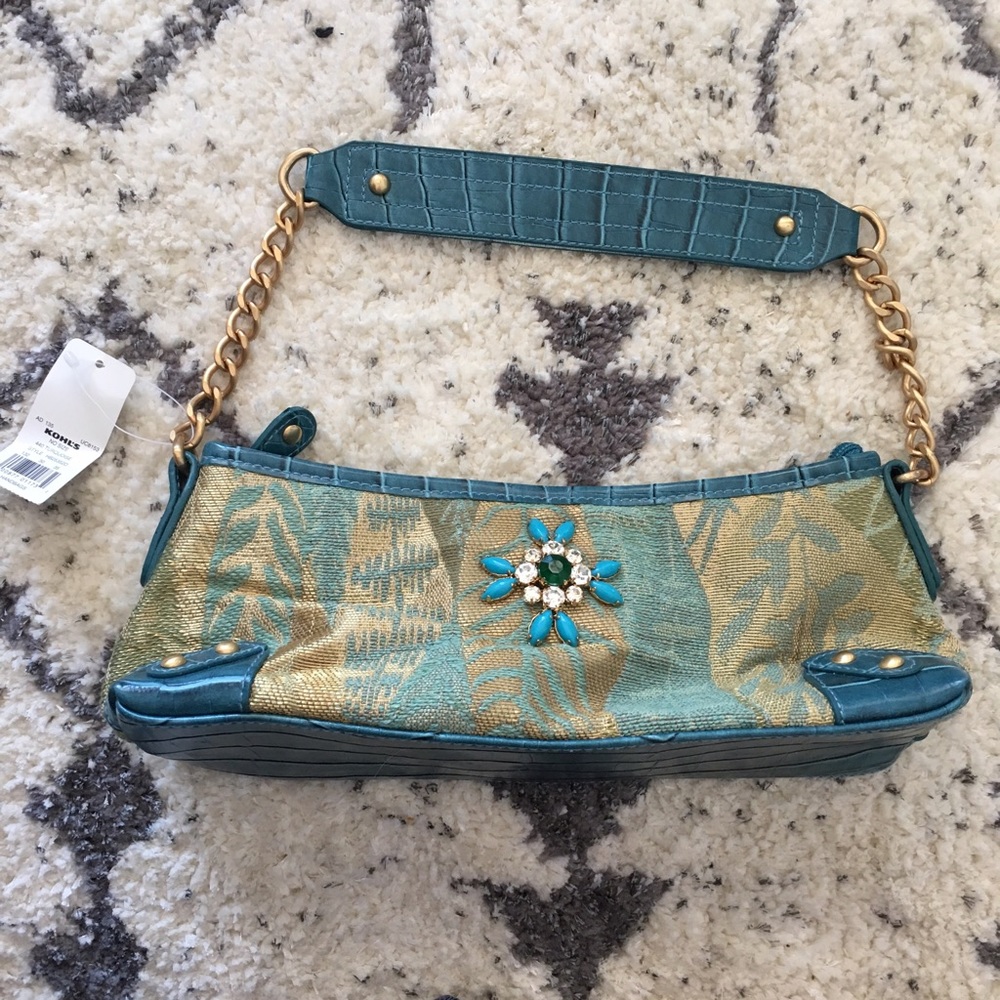 Apt. 9 Kohl's turquoise gold green purse bag