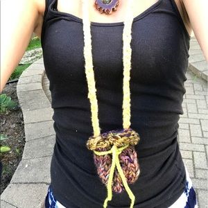 Forest fairy hippie crochet stash necklace