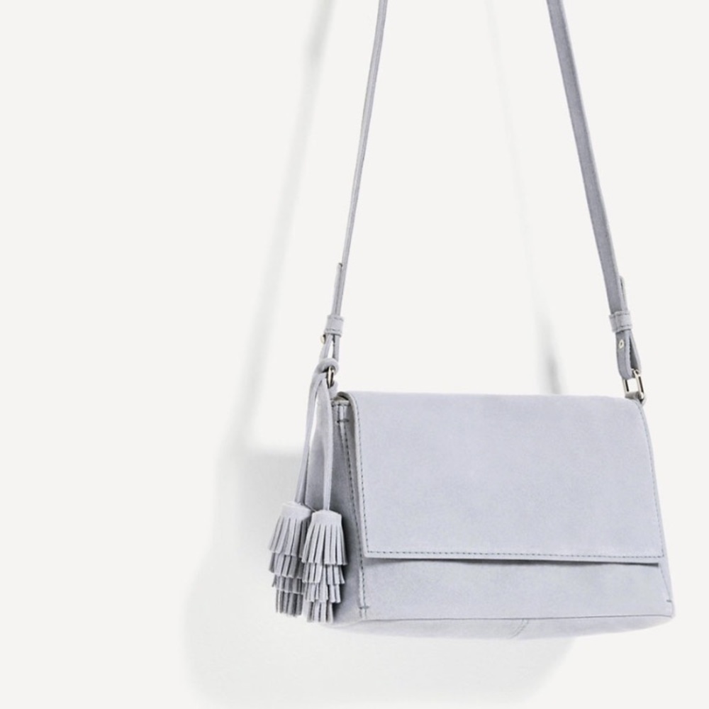 Zara blue suede cross body bag