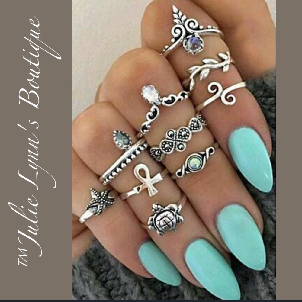 10 pc Boho Ring Set - Picture 1 of 1