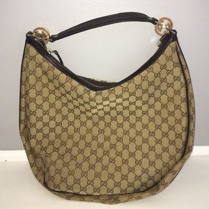 Authentic Gucci hobo in monogram fabric canvas