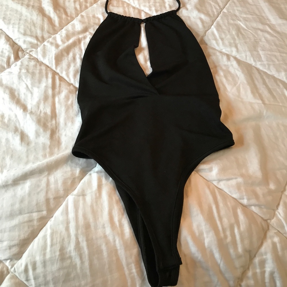 Deep V open back body suit