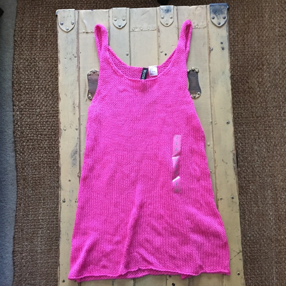 NWT H&M DIVIDED HOT PINK WOVEN SLVLSS TANK TOP 2 - Picture 6 of 8