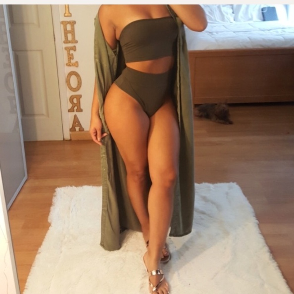 2 piece army green swim set!