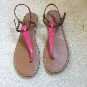 pink and brown sandals