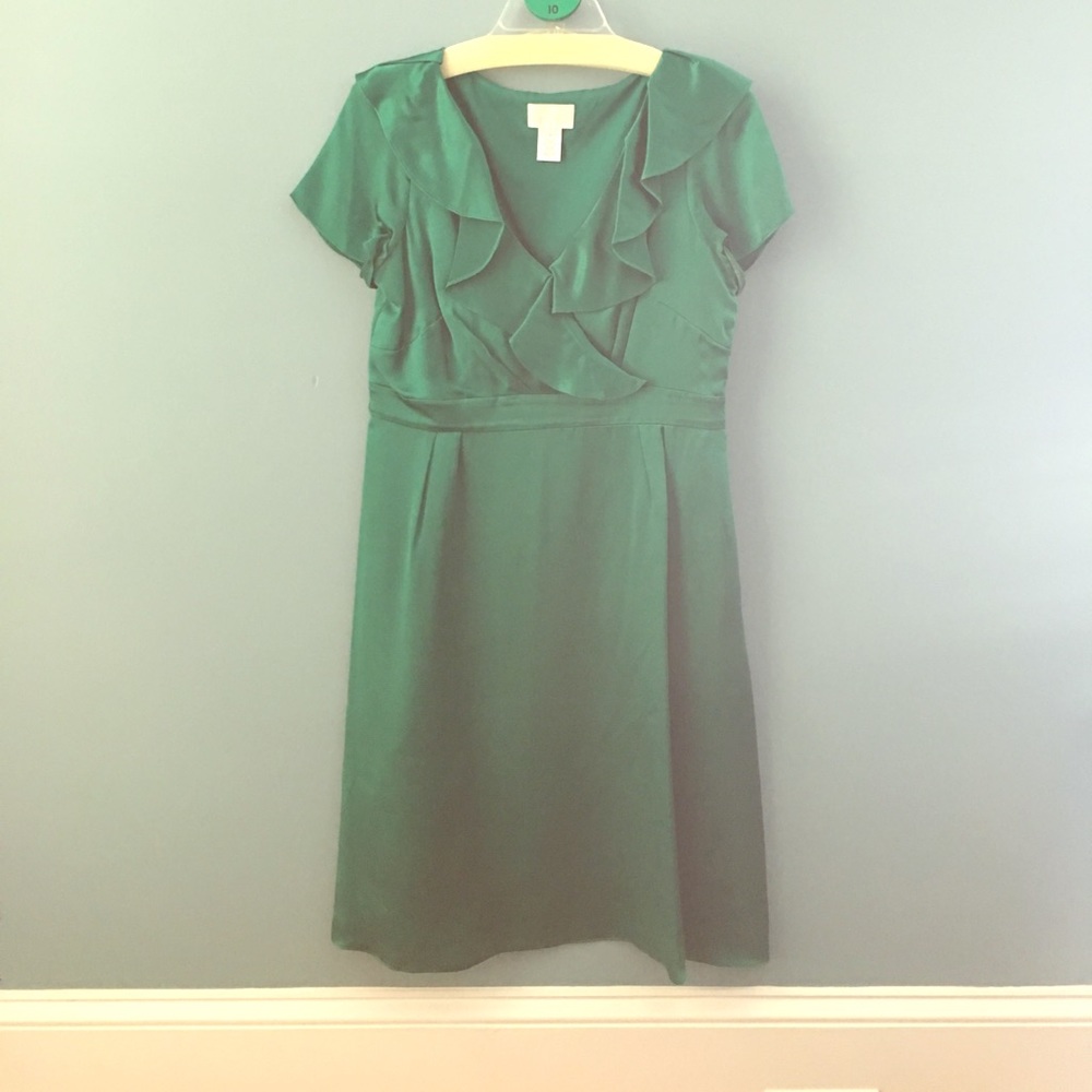 J. Crew 100% Silk Emerald Green A-line Dress