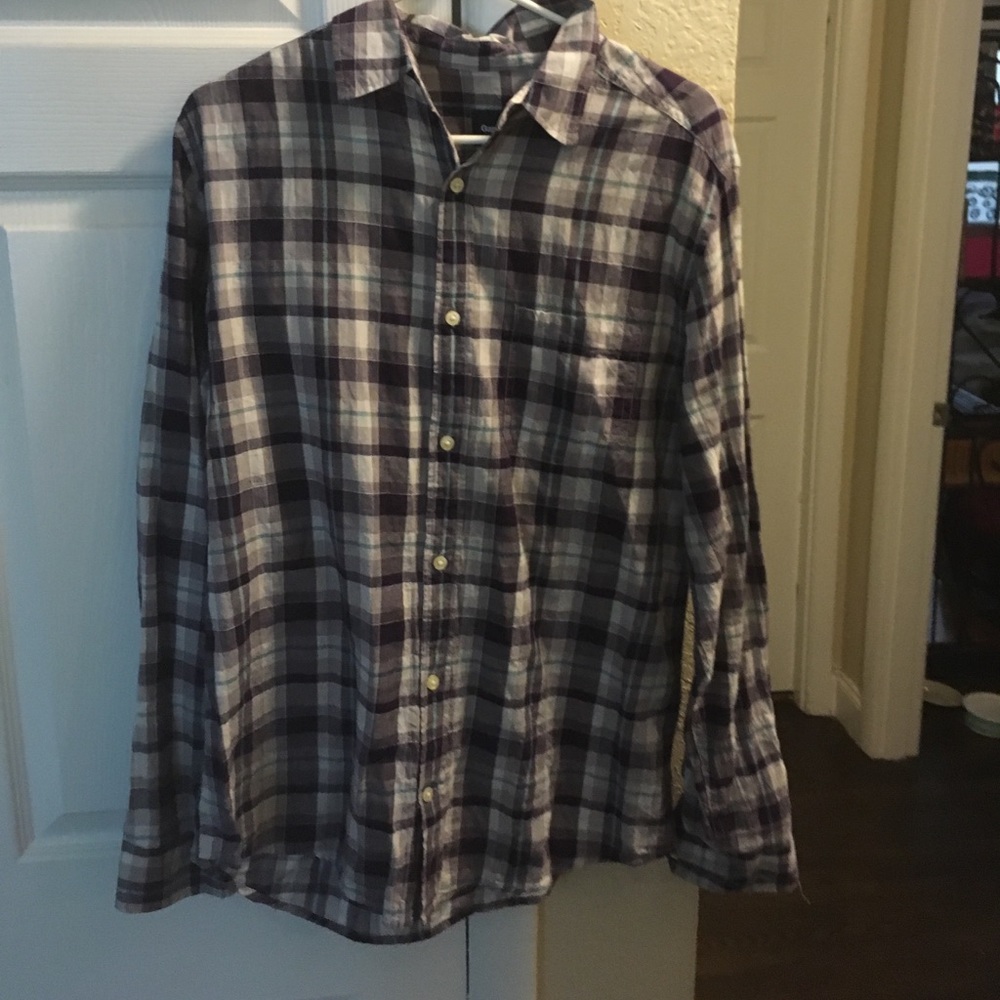 Gap purple plaid button down