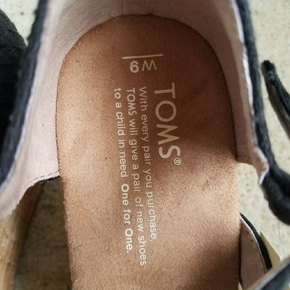 TOMS Clarissa black linen cork wedges - Picture 4 of 6