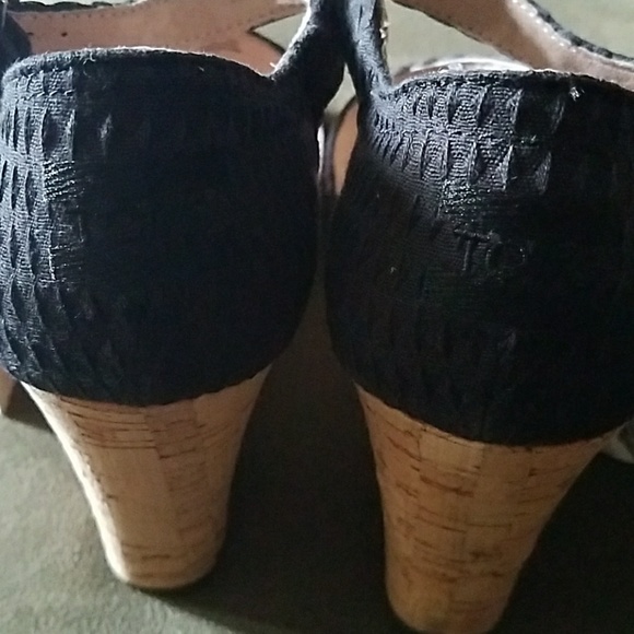 TOMS Clarissa black linen cork wedges - Picture 6 of 6
