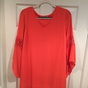 Preppy Orange Long Sleeved Shift Dress
