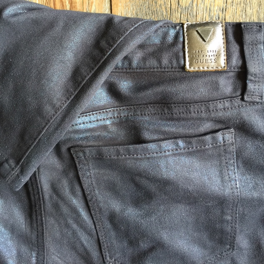 Blue sparkle super skinny low jeggings jeans guess
