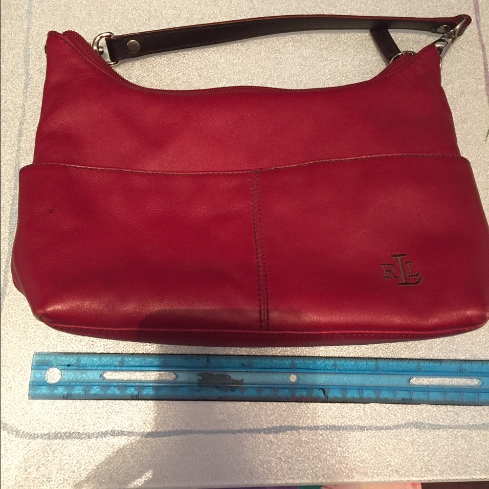 Ralph Lauren Maroon Leather Shoulder Clutch