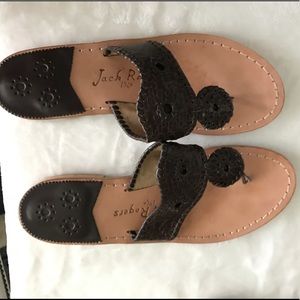 Jack Rogers Sandals Brown Leather Size 10