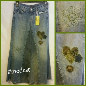 Modest CAMO jean skirt. Maxi denim