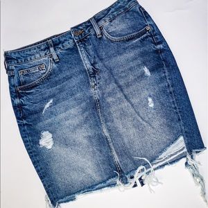 Denim Destroyed Skirt