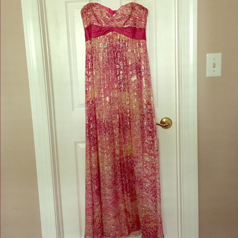 Pink floral prom dress