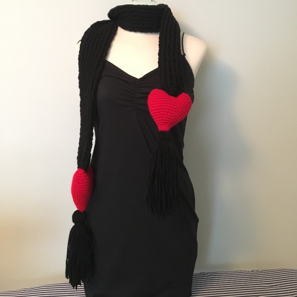 Handmade Crocheted Heart ❤️ Scarf with Tassels