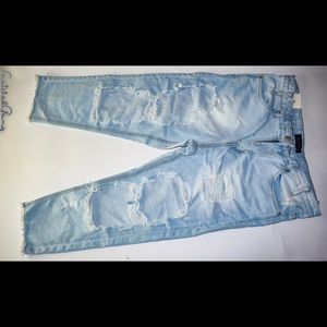 Light-wash Denim destroyed BF jeans
