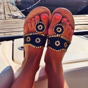 Jack Rogers Navy and Gold Sandal Size 10M