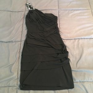 One shoulder black mini dress