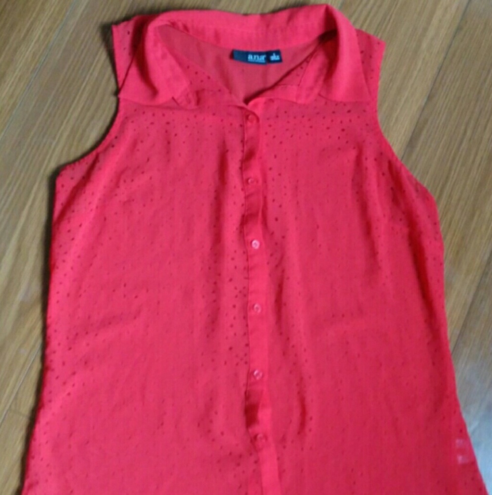Bright red collar blouse