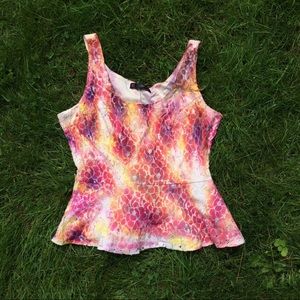 Peplum Lace Tie-dyed Top