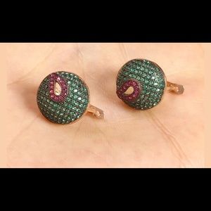 Emerald,Ruby .925 solid sterling  silver earring