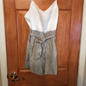 White and tan romper