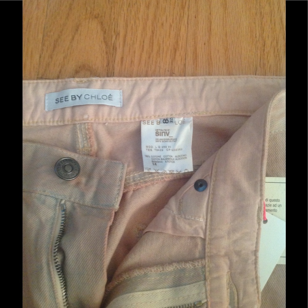 See by Chloe peach coated denim