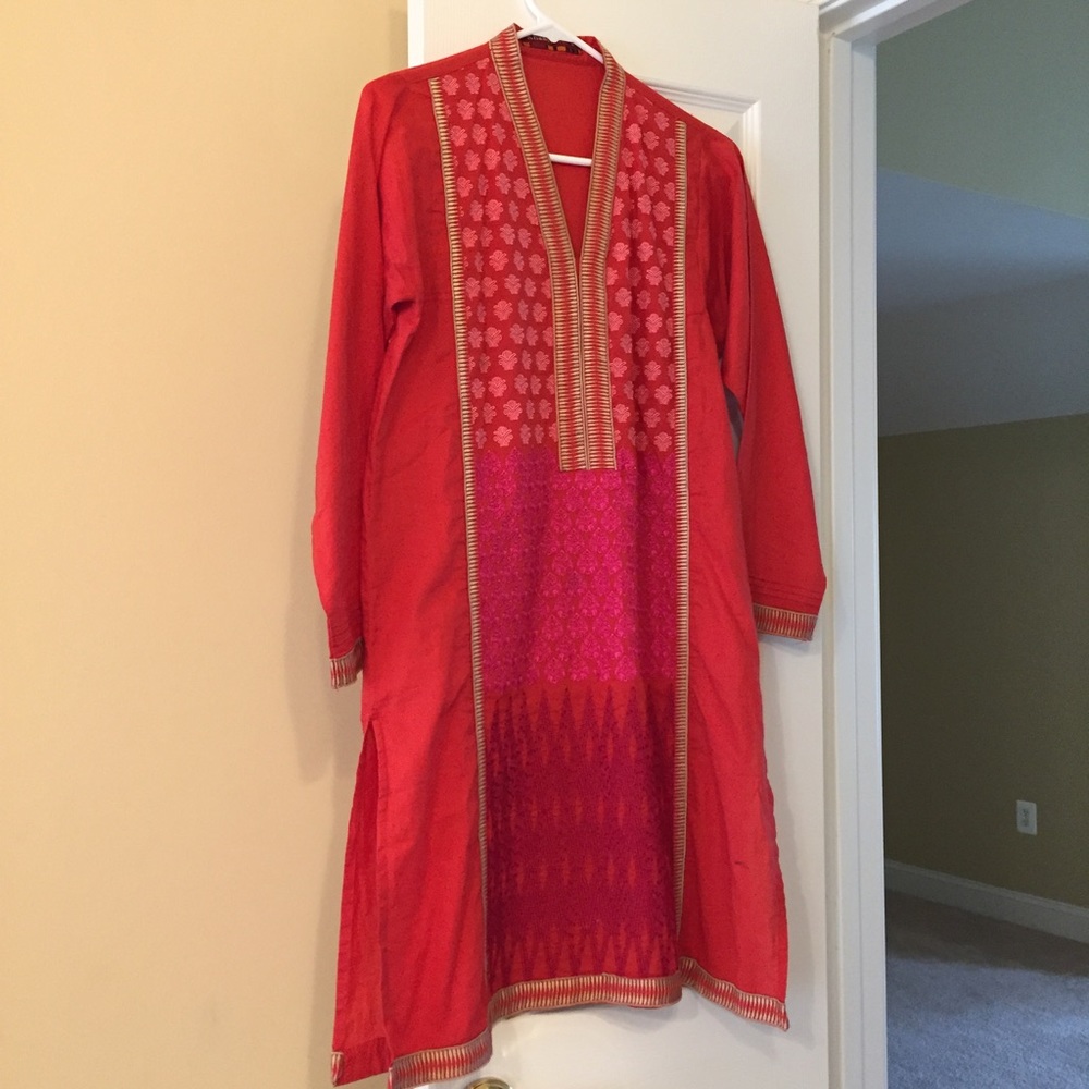 Khaadi Pret Red Embroidery Pakistani Kurta