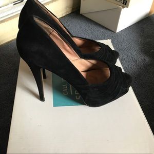 Black Aldo suede high heels open toe