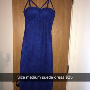 Blue suede midi dress