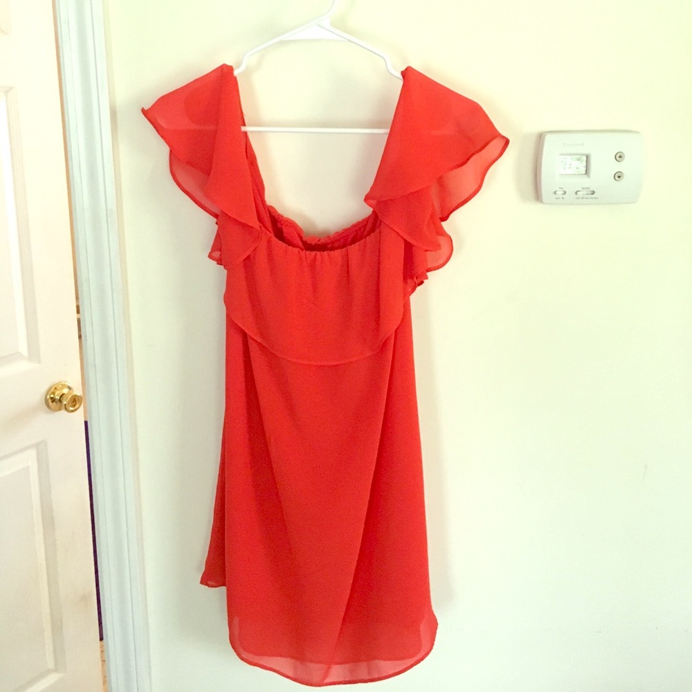 Red off the shoulder dress, size M