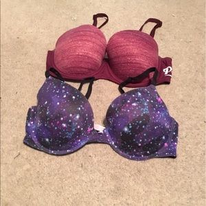 2 PINK lightly lined bras